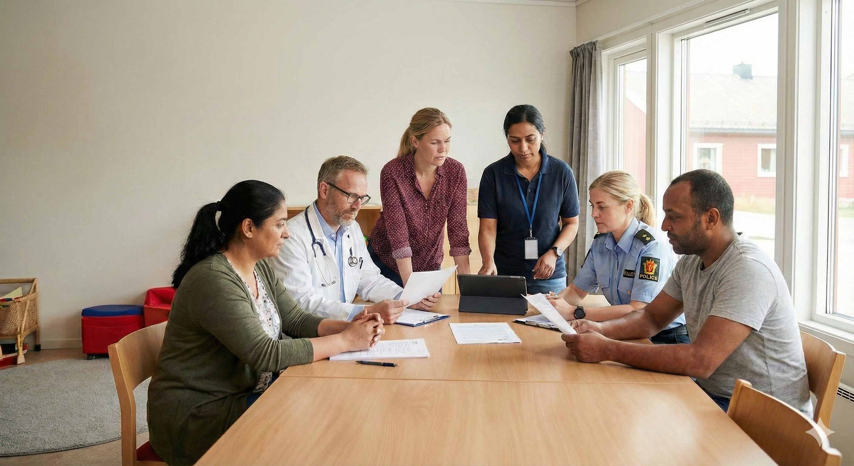 Bilde av fagpersoner fra flere etater om samarbeider